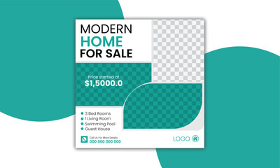 Wall Mural - Real estate home sale social media post banner design template instragram post template with elegant, abstract, Business.