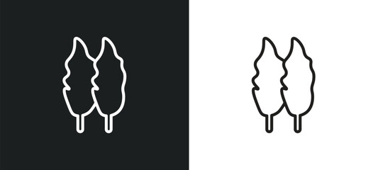 Canvas Print - poplar outline icon in white and black colors. poplar flat vector icon from nature collection for web, mobile apps and ui.