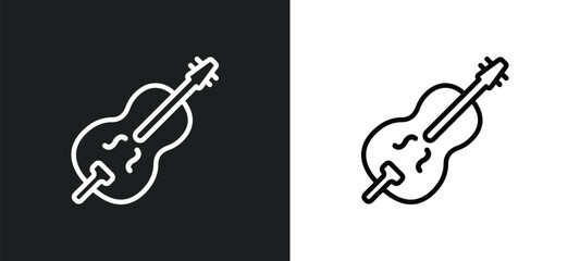 Wall Mural - double bass outline icon in white and black colors. double bass flat vector icon from music collecti