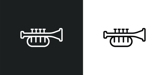 Wall Mural - cornet outline icon in white and black colors. cornet flat vector icon from music collection for web, mobile apps and ui.