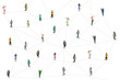 © Lustre Art Group  - Conceptual collage. Young people of different age and gender walking, using gadgets for business, communication, leisure isolated on white background. Isometric view.
