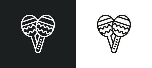 Wall Mural - maraca outline icon in white and black colors. maraca flat vector icon from music collection for web