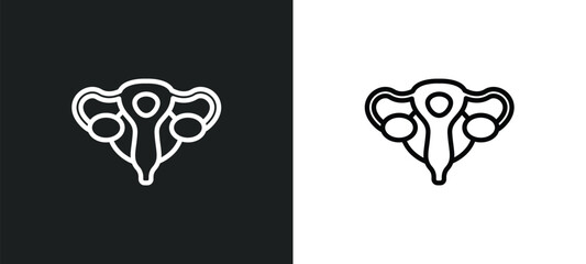Wall Mural - uterus outline icon in white and black colors. uterus flat vector icon from medical collection for w