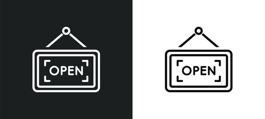 Wall Mural - open outline icon in white and black colors. open flat vector icon from marketing collection for web