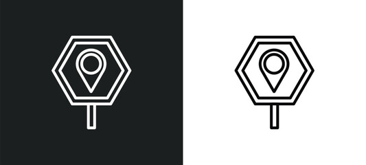 Wall Mural - placeholder point outline icon in white and black colors. placeholder point flat vector icon from ma