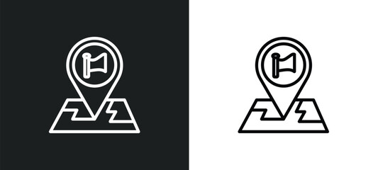 Wall Mural - maps and flags outline icon in white and black colors. maps and flags flat vector icon from maps fla