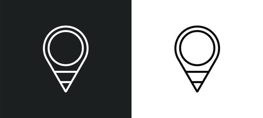 Wall Mural - location marker outline icon in white and black colors. location marker flat vector icon from maps a