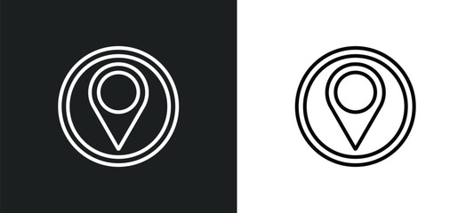 Wall Mural - location mark outline icon in white and black colors. location mark flat vector icon from maps and f