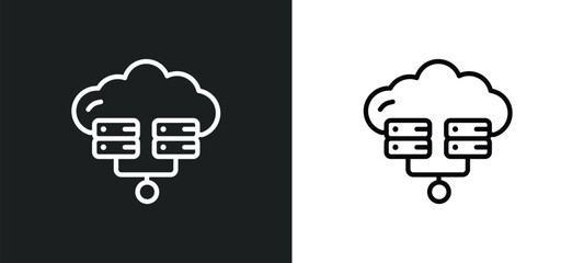 virtualization outline icon in white and black colors. virtualization flat vector icon from networki