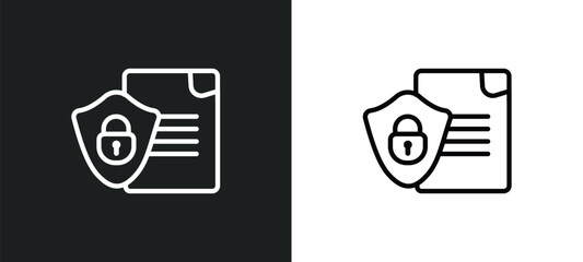 Wall Mural - file security outline icon in white and black colors. file security flat vector icon from internet security collection for web, mobile apps and ui.