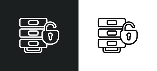 data unclocked outline icon in white and black colors. data unclocked flat vector icon from networking collection for web, mobile apps and ui.