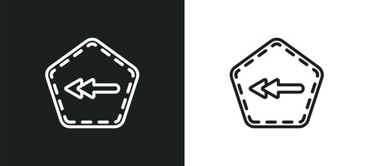 Wall Mural - left outline icon in white and black colors. left flat vector icon from interface collection for web