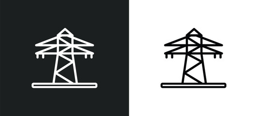 Poster - power line outline icon in white and black colors. power line flat vector icon from industry collection for web, mobile apps and ui.