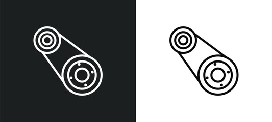 Wall Mural - timing belt outline icon in white and black colors. timing belt flat vector icon from industry collection for web, mobile apps and ui.