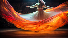 Floating Sufi Dervish In Mid - Whirl, Dreamy Surrealism, Vibrant, Otherworldly Backdrop, Bursts Of Light, Energy