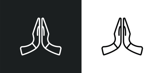 Wall Mural - pray outline icon in white and black colors. pray flat vector icon from india and holi collection for web, mobile apps and ui.