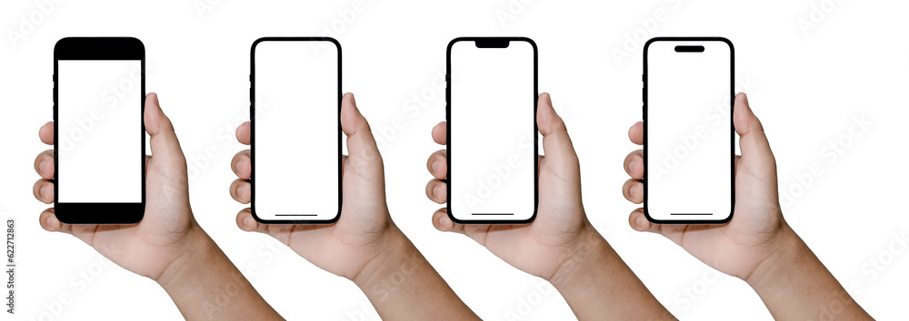 Smartphone similar to iphone 16 with blank white screen for Infographic ...