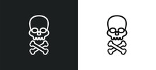 Human Skull With Crossed Bones Outline Icon In White And Black Colors. Human Skull With Crossed Bones Flat Vector Icon From Human Body Parts Collection For Web, Mobile Apps And Ui.