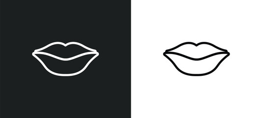 big lips outline icon in white and black colors. big lips flat vector icon from human body parts col