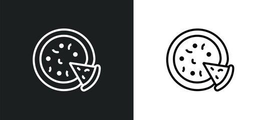 Wall Mural - pizza outline icon in white and black colors. pizza flat vector icon from restaurant collection for 