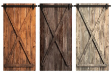 Rustic Barn Doors. Isolated Object, Transparent Background