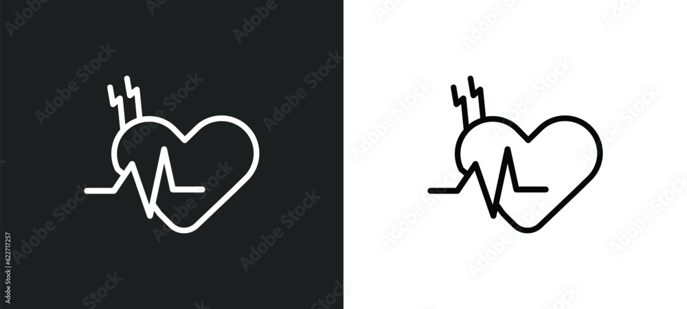heart rate outline icon in white and black colors. heart rate flat vector icon from health and medical collection for web, mobile apps and ui.