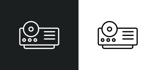 Wall Mural - video projector outline icon in white and black colors. video projector flat vector icon from hardware collection for web, mobile apps and ui.