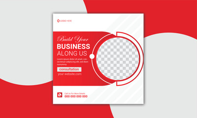 Wall Mural - Business marketing agency promotion social media post template. Editable square banner design with place for the photo.