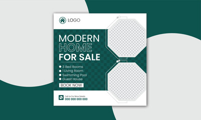 Wall Mural - Real estate home sale social media post banner design template instragram post template with elegant, abstract, Business.