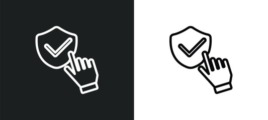 Wall Mural - finger outline icon in white and black colors. finger flat vector icon from gdpr collection for web,
