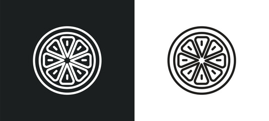 orange outline icon in white and black colors. orange flat vector icon from fruits collection for web, mobile apps and ui.