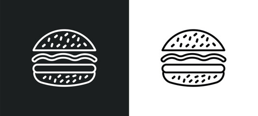 Wall Mural - burguer outline icon in white and black colors. burguer flat vector icon from food collection for web, mobile apps and ui.