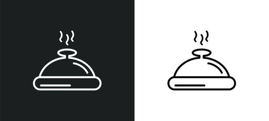 Wall Mural - serving dish outline icon in white and black colors. serving dish flat vector icon from food collection for web, mobile apps and ui.