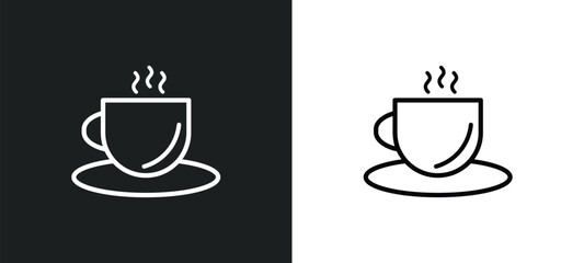 Wall Mural - warm cup and plate outline icon in white and black colors. warm cup and plate flat vector icon from food collection for web, mobile apps ui.