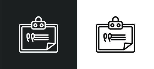 Wall Mural - clipboards outline icon in white and black colors. clipboards flat vector icon from feedback collect