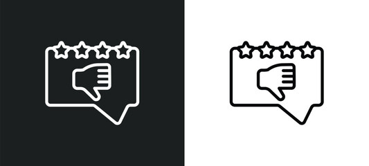Wall Mural - bad review outline icon in white and black colors. bad review flat vector icon from feedback collect