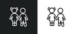 sibling outline icon in white and black colors. sibling flat vector icon from family relations collection for web, mobile apps and ui.