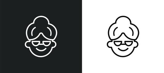 Wall Mural - grandmother outline icon in white and black colors. grandmother flat vector icon from family relatio