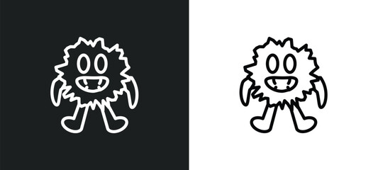 Wall Mural - monster outline icon in white and black colors. monster flat vector icon from fairy tale collection for web, mobile apps and ui.
