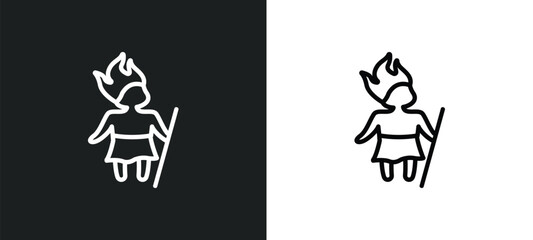 Wall Mural - curupira outline icon in white and black colors. curupira flat vector icon from fairy tale collectio