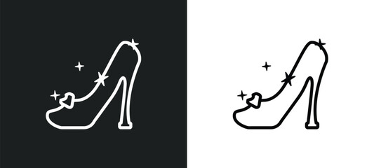 cinderella shoe outline icon in white and black colors. cinderella shoe flat vector icon from fairy 