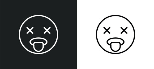 Wall Mural - exhausted emoji outline icon in white and black colors. exhausted emoji flat vector icon from emoji collection for web, mobile apps and ui.