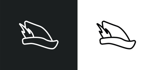Wall Mural - robin hood outline icon in white and black colors. robin hood flat vector icon from literature colle