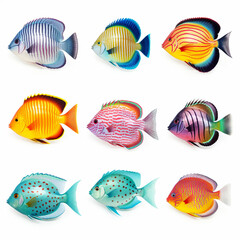 Wall Mural - Icons for a group of tropical fish