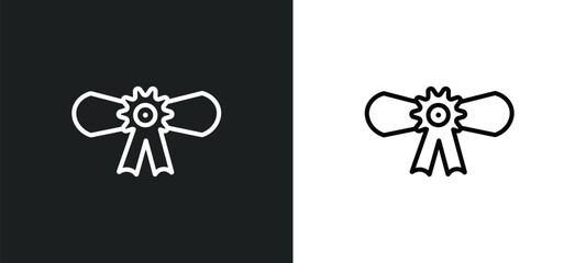 Wall Mural - graduation diploma outline icon in white and black colors. graduation diploma flat vector icon from 
