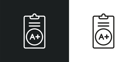 Wall Mural - clipboard with a+ outline icon in white and black colors. clipboard with a+ flat vector icon from ed