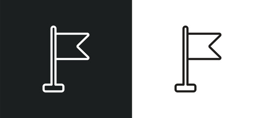 Wall Mural - location flag outline icon in white and black colors. location flag flat vector icon from education 