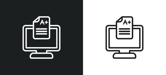 Wall Mural - homework outline icon in white and black colors. homework flat vector icon from e learning and educa