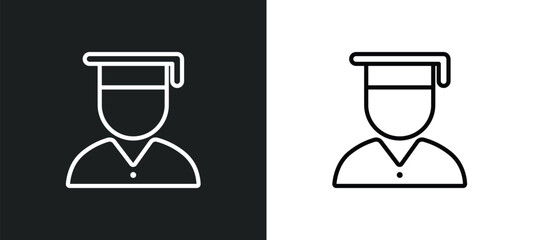 Wall Mural - student outline icon in white and black colors. student flat vector icon from education collection f