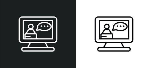 Wall Mural - online training outline icon in white and black colors. online training flat vector icon from educat
